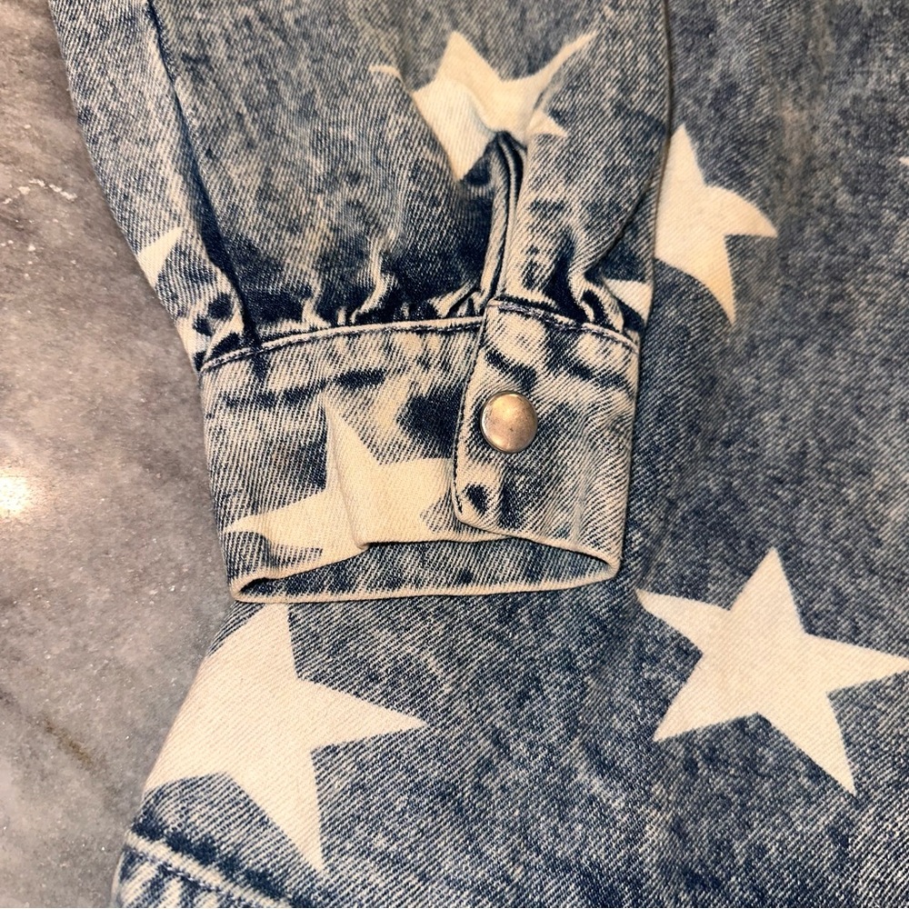 Macaron Size Small White Star Pattern Denim Jacket - Picture 3 of 12